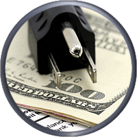 power plug on 100-dollar bills